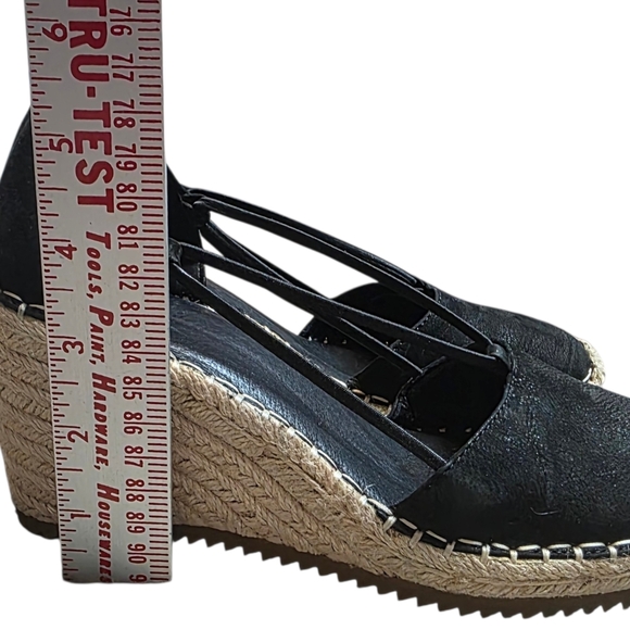 Eileen Fisher Black Yasmin Tumbled Nubuck Espadrille Wedge Heels - Picture 6 of 7